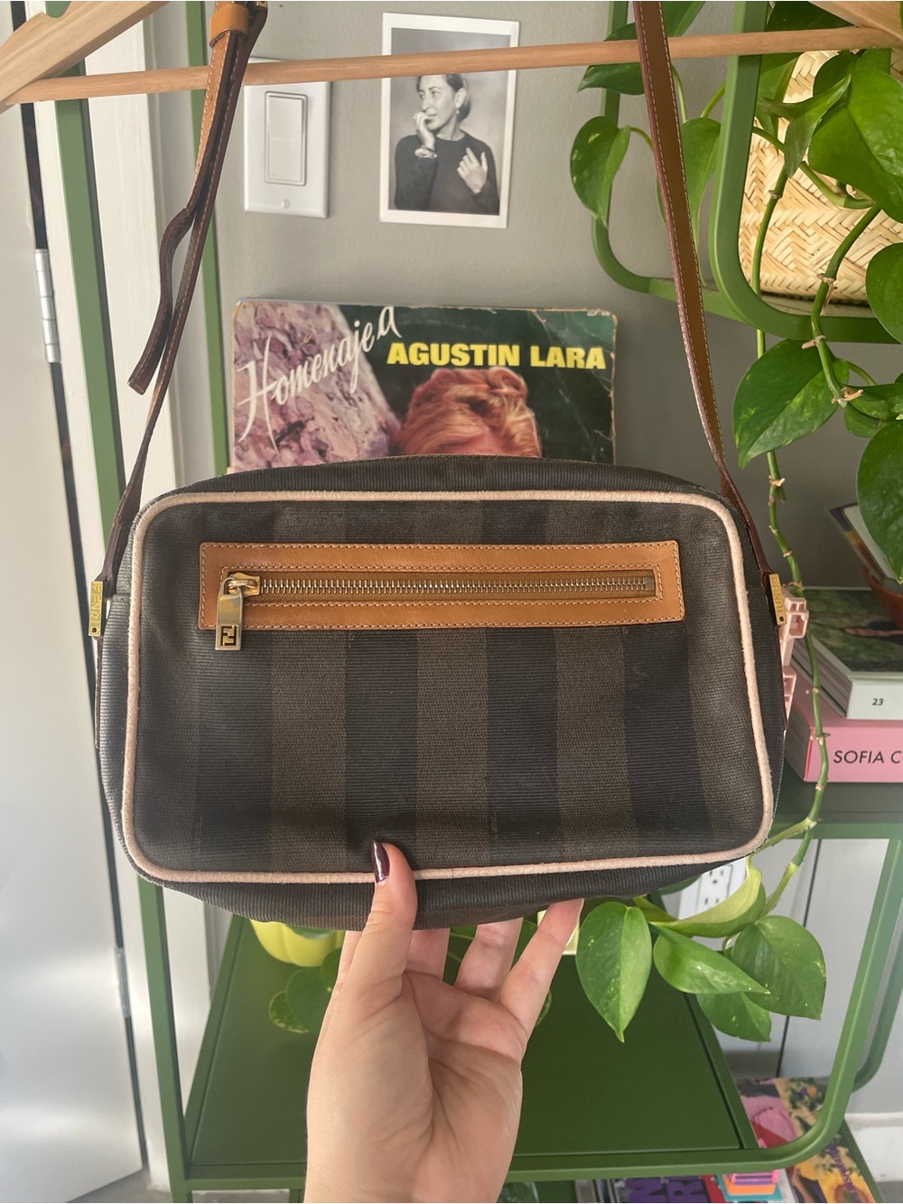 Vintage Fendi Pequin Striped Shoulder Bag 80s/90s